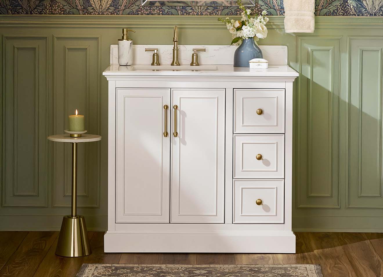 Brand new vanity What can be added to a new vanity area to enhance its decor? main image 2